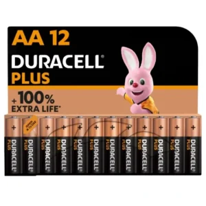 Pack de 12 piles alcalines AA (LR6) Duracell Plus 1,5V