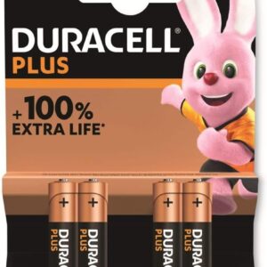 Pack de 4 piles alcalines AAA (LR03) Duracell Plus 1,5V