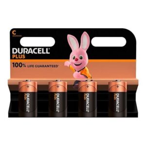 Pack de 4 piles alcalines C (LR14) Duracell Plus