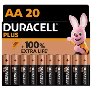 Pack de 20 piles alcalines AA (LR6) Duracell Plus 100% Extra Life