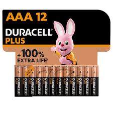 Pack de 12 piles alcalines AAA (LR03) Duracell Plus 1,5V
